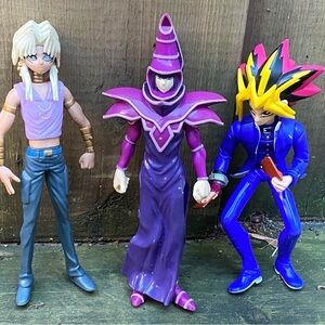 Lot of 3 Vintage 1996 Yugioh Action Figures - Dark Magician, Yugi, etc